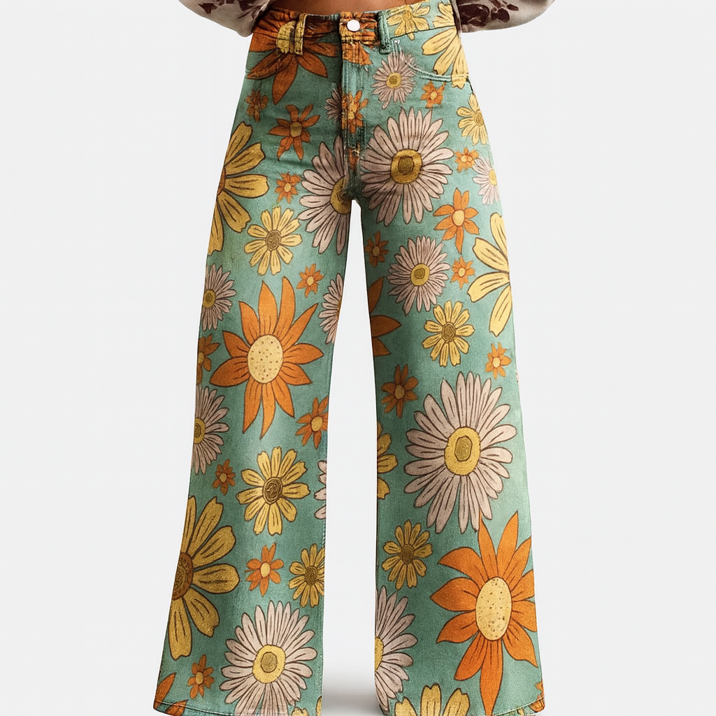  Floral Wide Leg Trousers