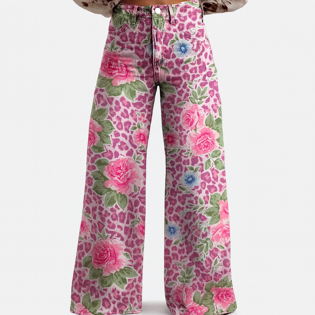  Floral Wide Leg Trousers