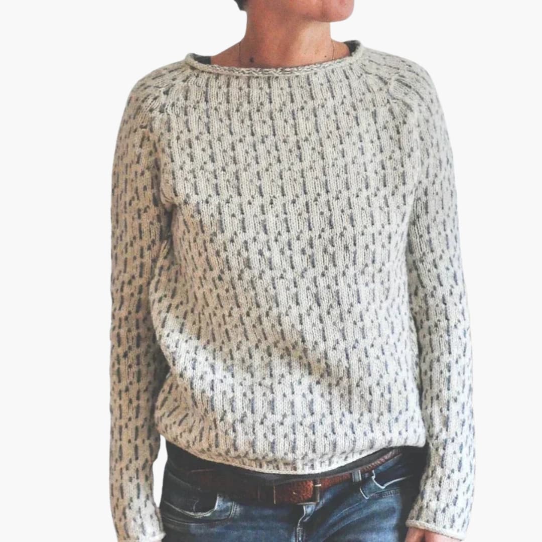 Patterned Crew Neck Sweater for Women - Image 1