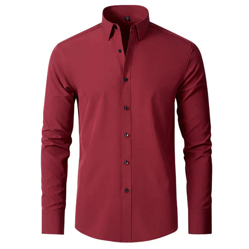Camicia da uomo che non necessita di stiratura | Camicia comoda, traspirante e che non si sgualcisce, ideale per il lavoro e i viaggi | Camicia a maniche lunghe con colletto button-down, facile da lavare