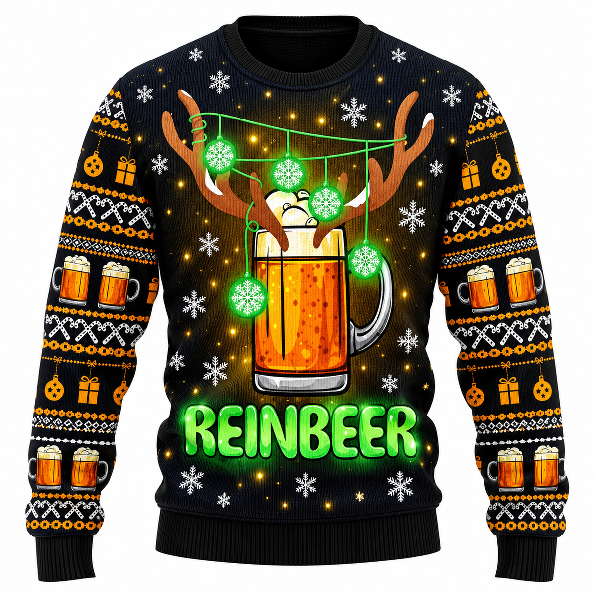 Maglione natalizio da uomo “Jingle Beers” – Divertente pullover unisex con stampa 3D a tema festivo