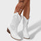 Botas vaqueras ortopédicas para mujer | Botines western perforados con tacón grueso y plantilla anatómica cómoda