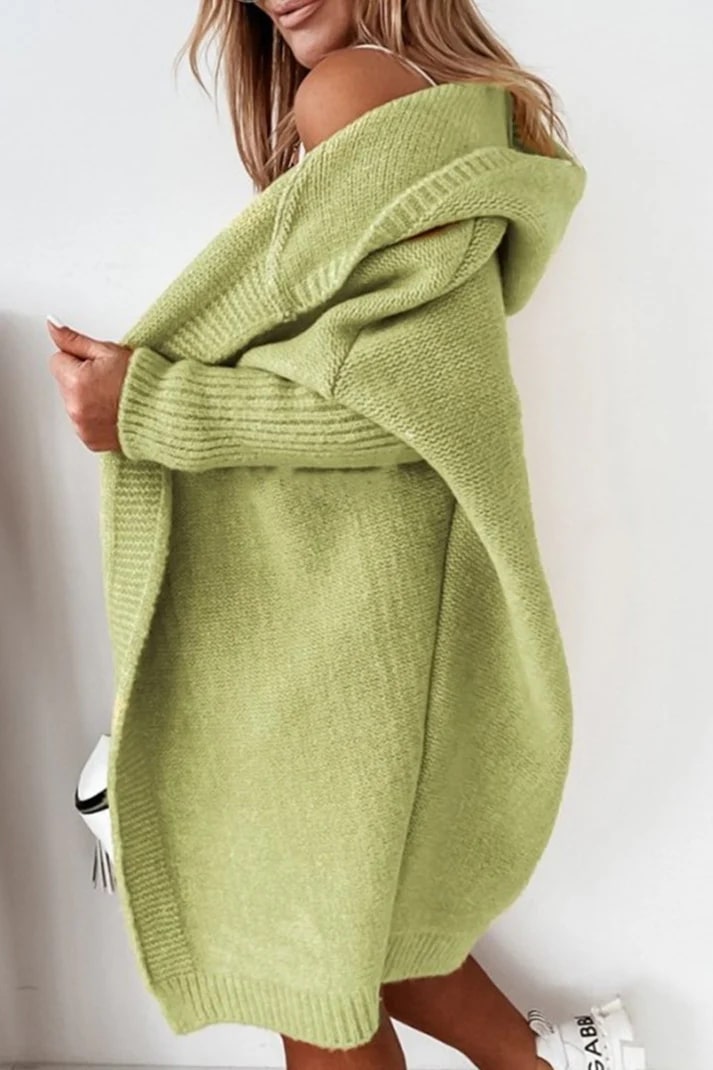 Stilfuld cardigan med overdimensioneret hætte til kvinder - Relaxed Fit Premium Knit