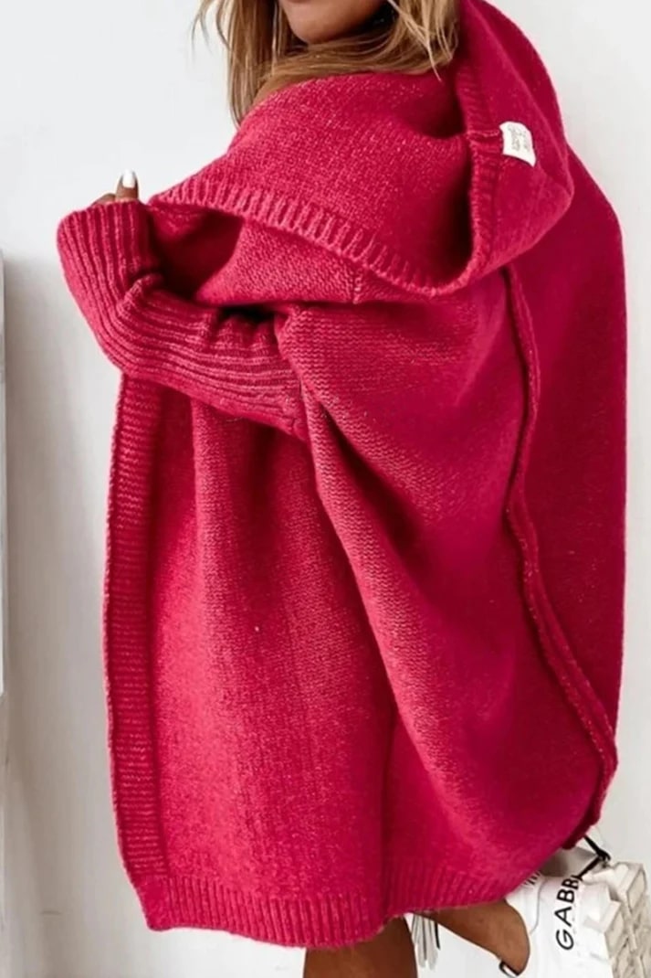 Stilfuld cardigan med overdimensioneret hætte til kvinder - Relaxed Fit Premium Knit