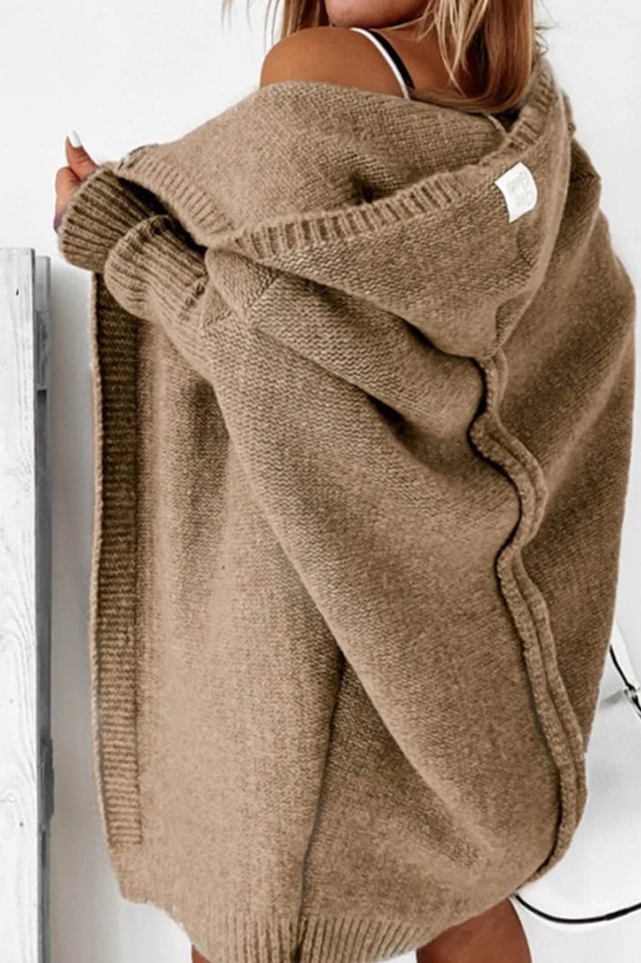 Stilfuld cardigan med overdimensioneret hætte til kvinder - Relaxed Fit Premium Knit