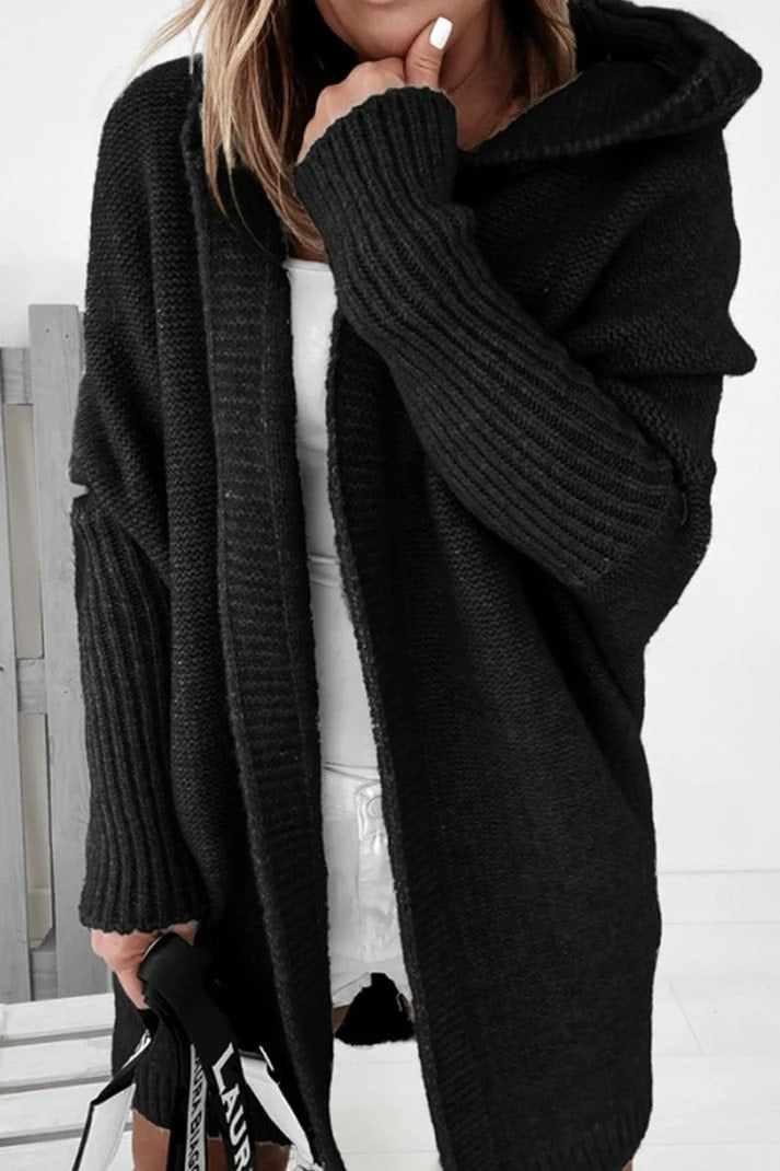 Stilfuld cardigan med overdimensioneret hætte til kvinder - Relaxed Fit Premium Knit