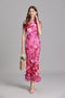 Vestido de noche de corte sirena con apliques florales