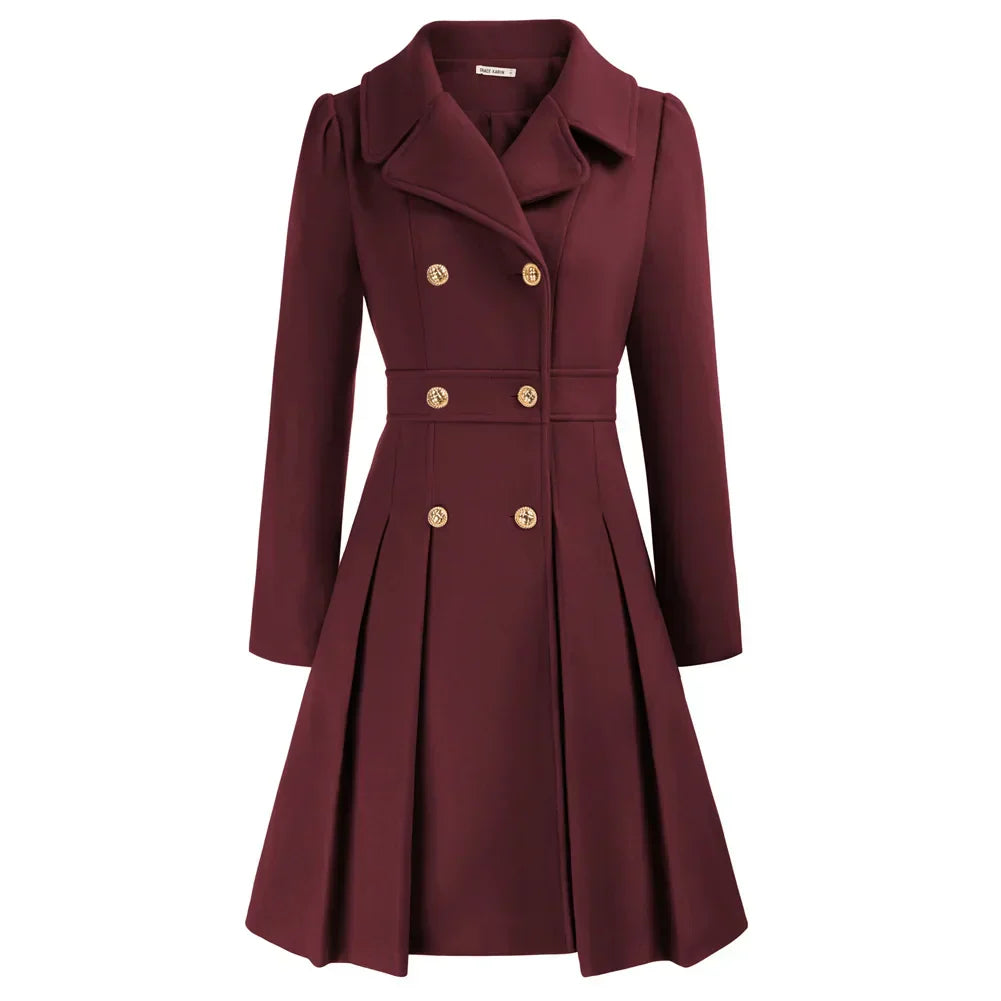 Grace Women's Coat | Stylish A-line peacoat in wool