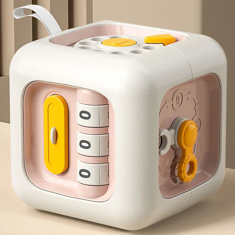 6 az 1-ben Montessori Sensory Busy Board oktatási játékkocka gyerekeknek