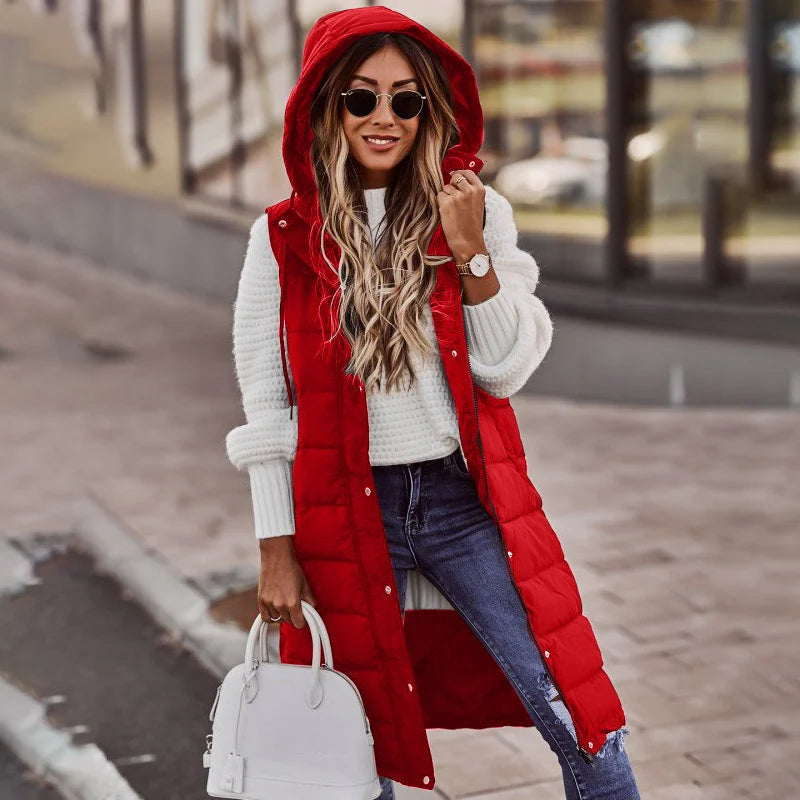 Long Puffer Vest for Women - Image 9