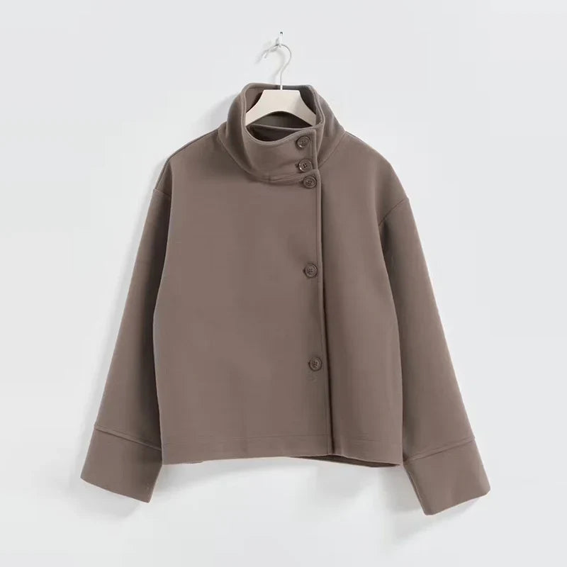 Cropped Funnel Neck Jacket for Women - Image 4