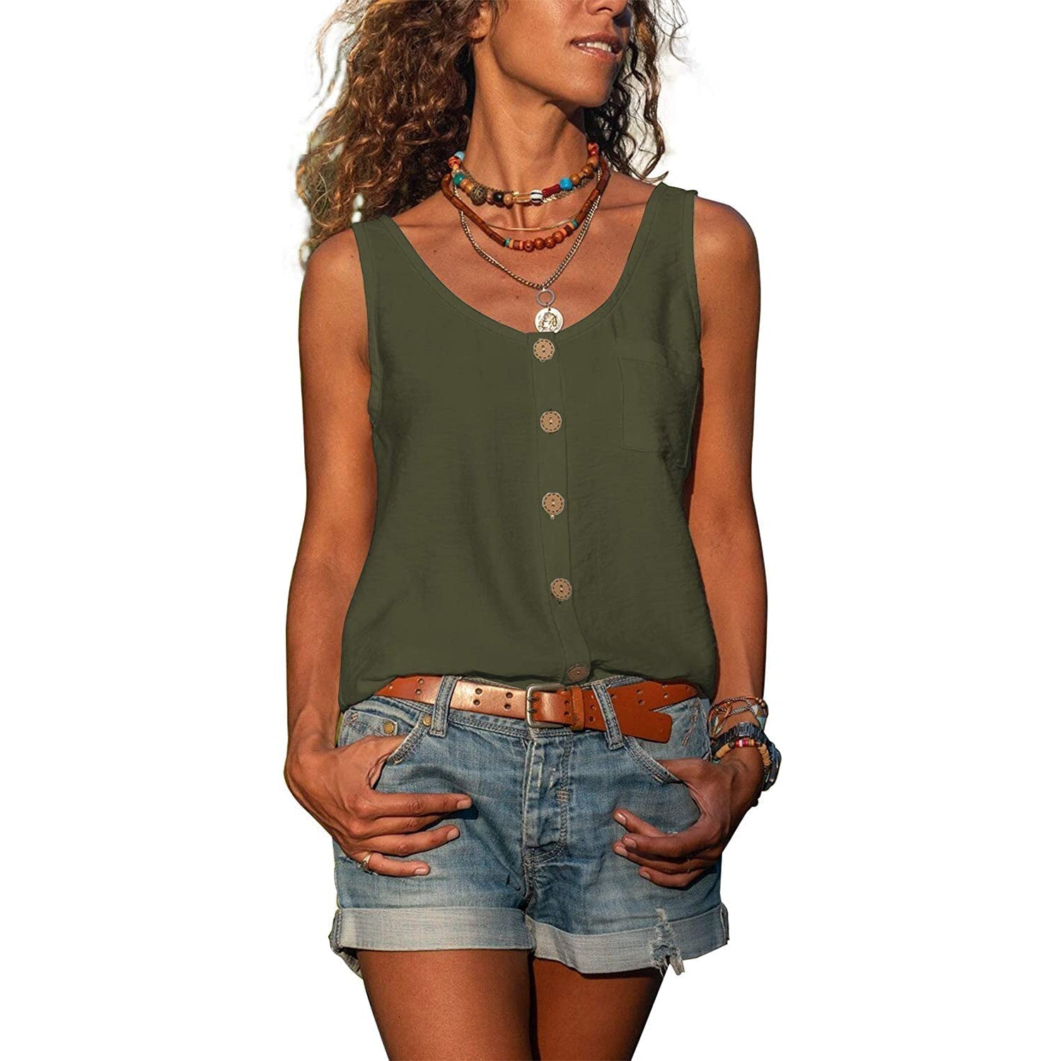 Canotta da donna slim fit | Top estivo senza maniche in stile Ibiza | Capo basic da tutti i giorni, traspirante e versatile per donna | Morbida al tatto