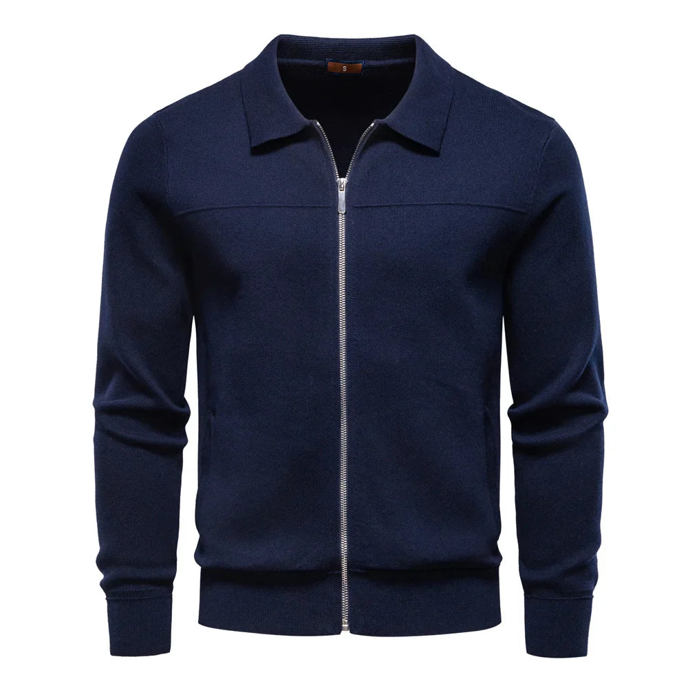 Chaqueta clásica para hombre | Cuello alto con cremallera | Estilo informal de invierno
