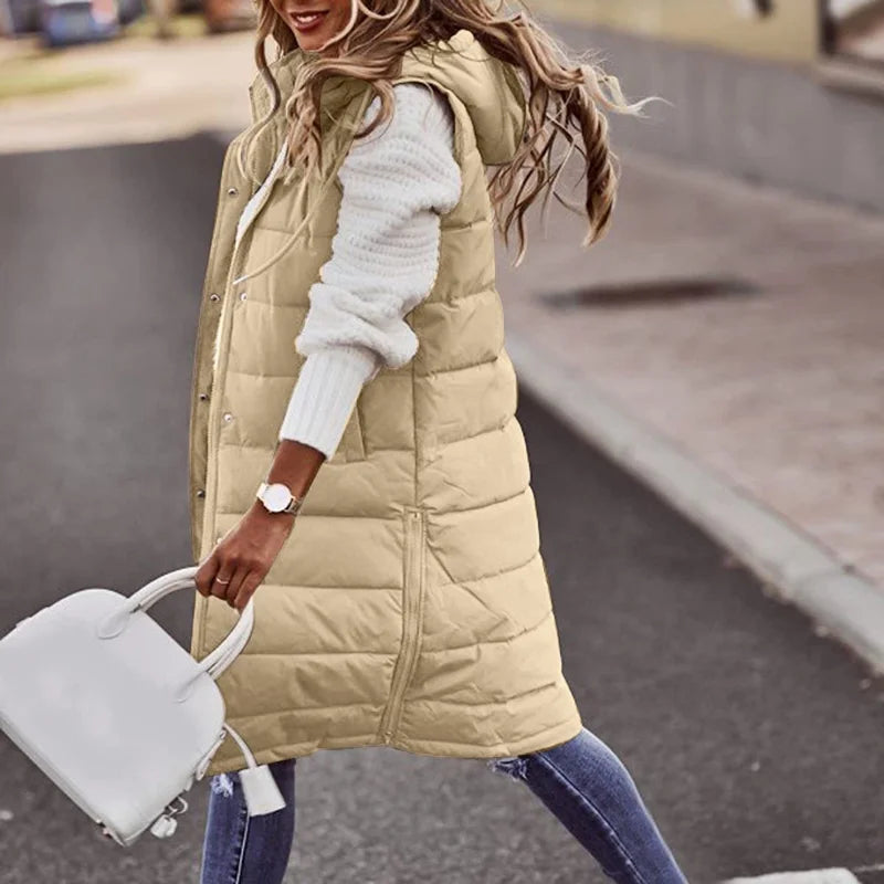 Long Puffer Vest for Women - Image 2