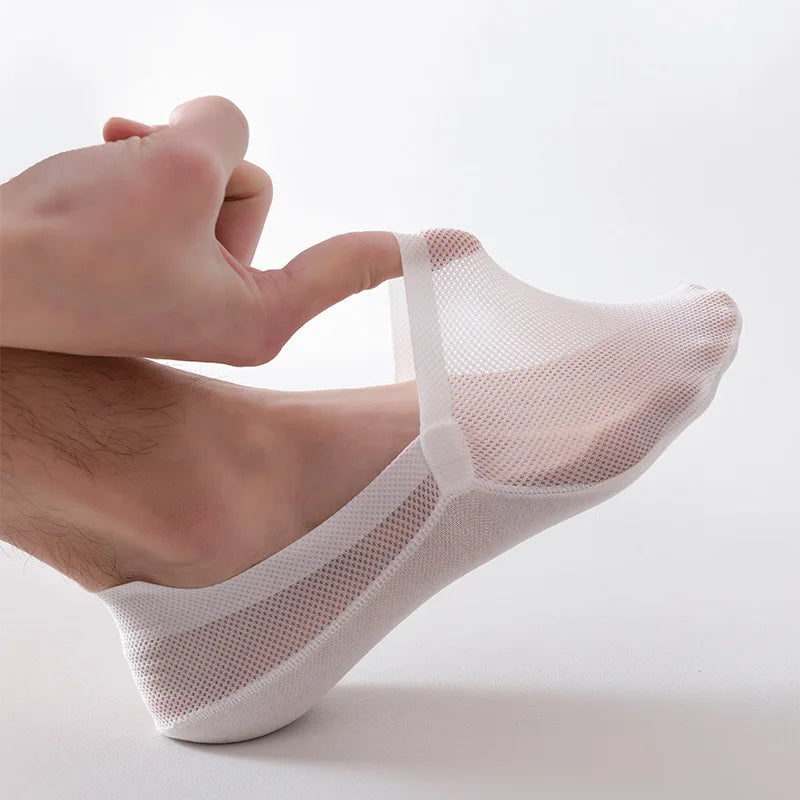 Skarpety unisex typu „no show” | Niewidoczne, antypoślizgowe skarpety z niską cholewką z oddychającej siateczki | Skarpety pod spód, które nie zsuwają się, do sneakersów i mokasynów