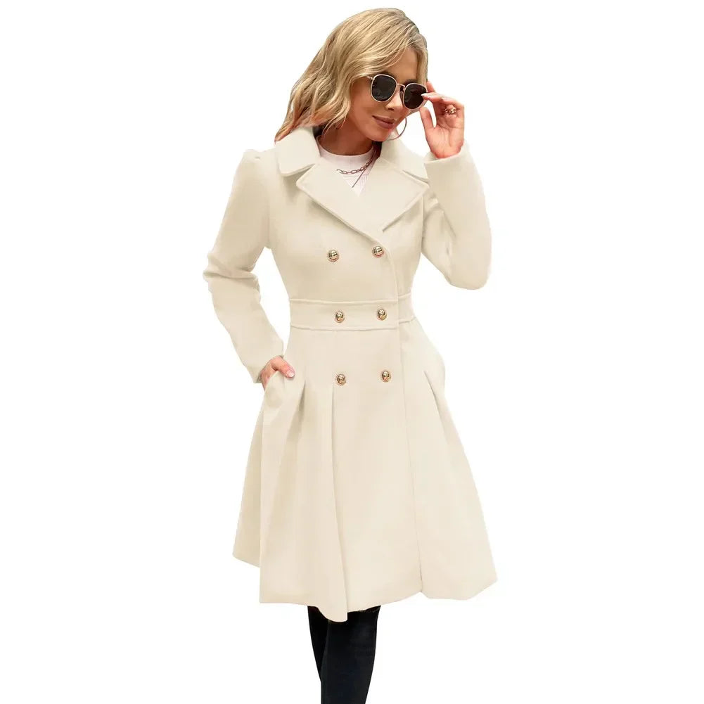 Grace Women's Coat | Stylish A-line peacoat in wool