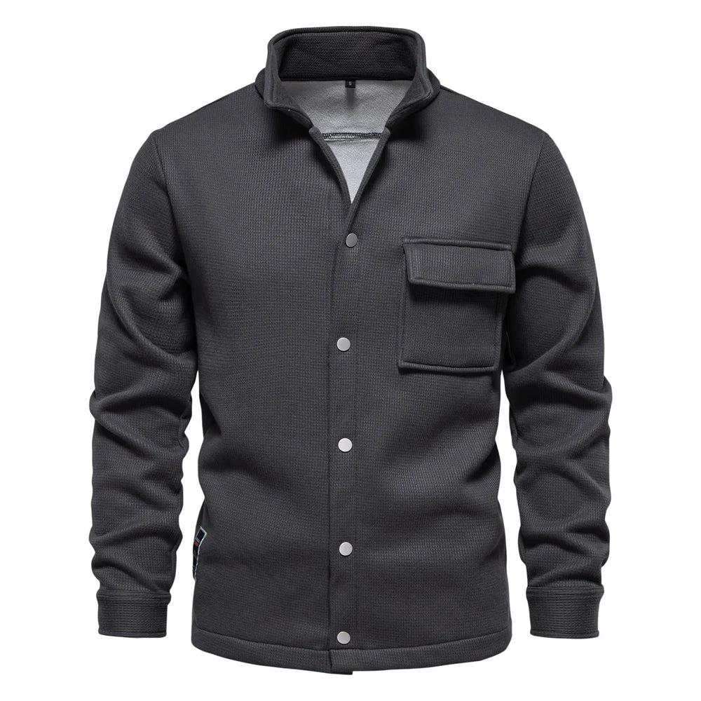 Veste d'hiver pour homme | Doublée de polaire épaisse | Col montant à boutons