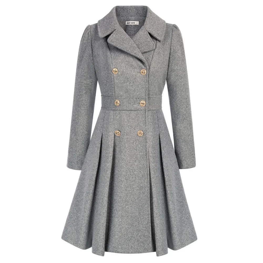 Grace Women's Coat | Stylish A-line peacoat in wool