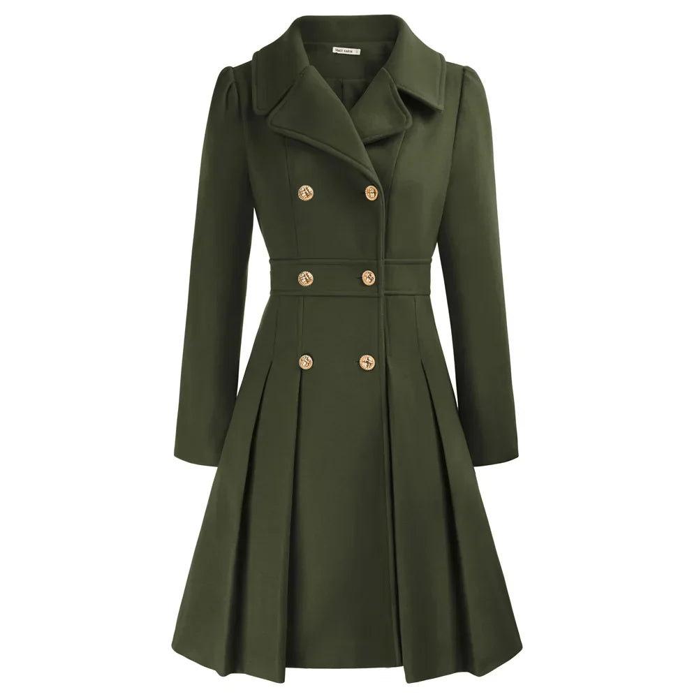 Grace Women's Coat | Stylish A-line peacoat in wool