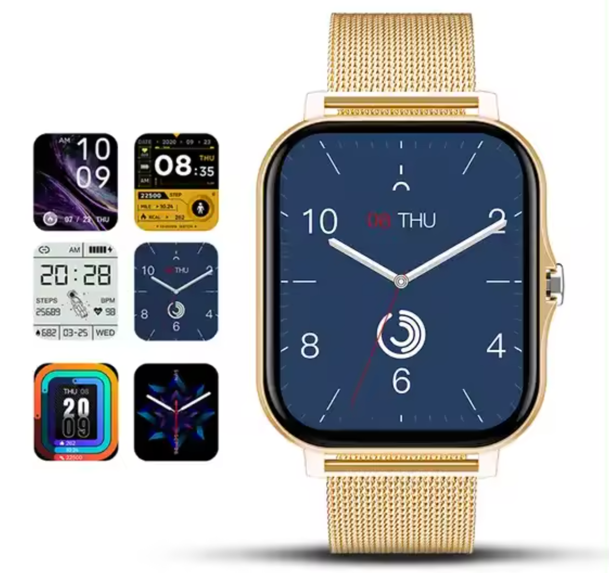 Dámske inteligentné hodinky s fitness trackerom a meraním srdcového tepu – tenké zdravotné hodinky pre iOS a Android – vodotesné podľa normy IP67
