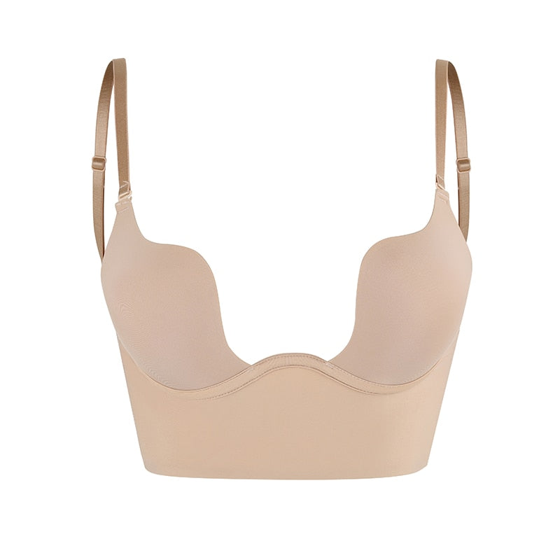Reggiseno di sostegno senza cuciture e senza schienale – Soluzione modellante senza ferretti con scollo basso