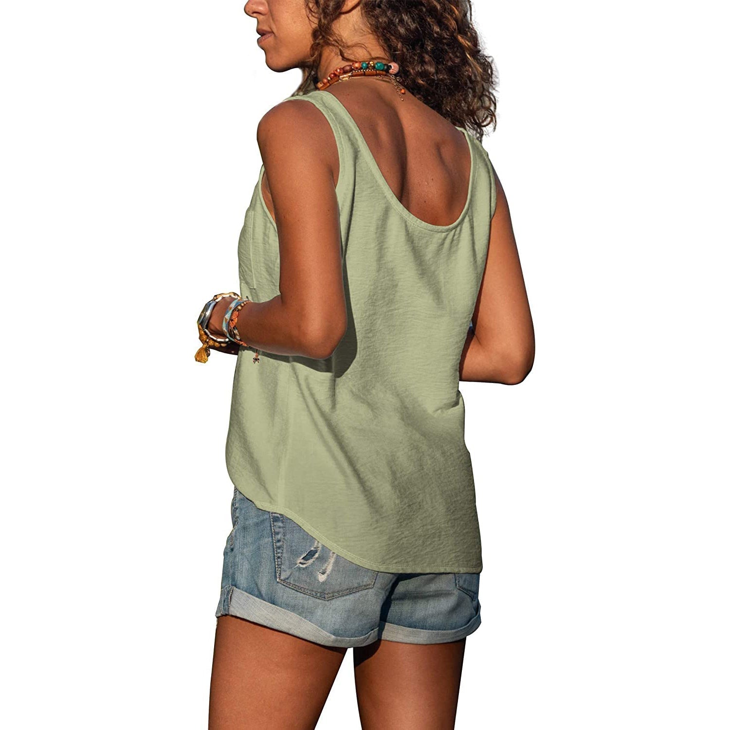 Canotta da donna slim fit | Top estivo senza maniche in stile Ibiza | Capo basic da tutti i giorni, traspirante e versatile per donna | Morbida al tatto