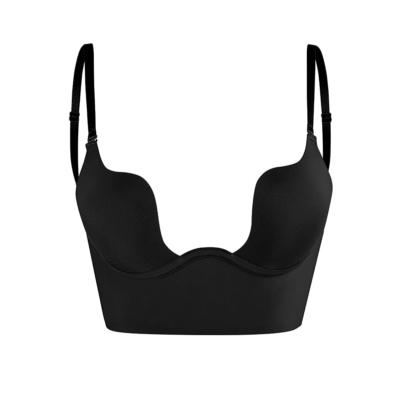 Reggiseno di sostegno senza cuciture e senza schienale – Soluzione modellante senza ferretti con scollo basso