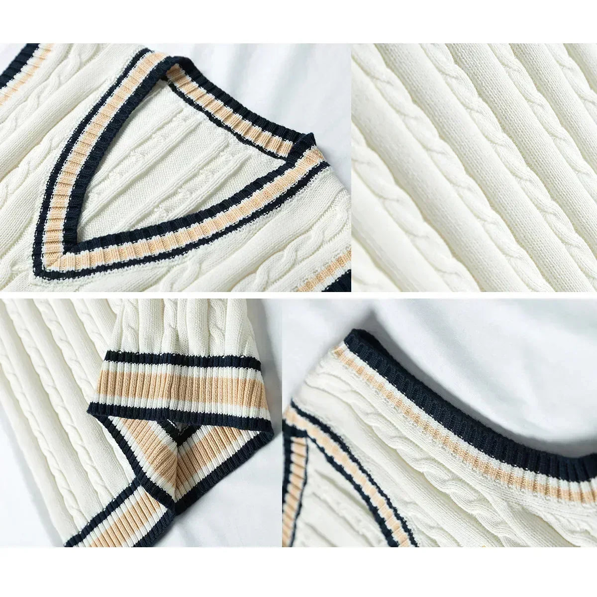 Vestă din tricot cu decolteu în V pentru bărbați | Pulover gros fără mâneci