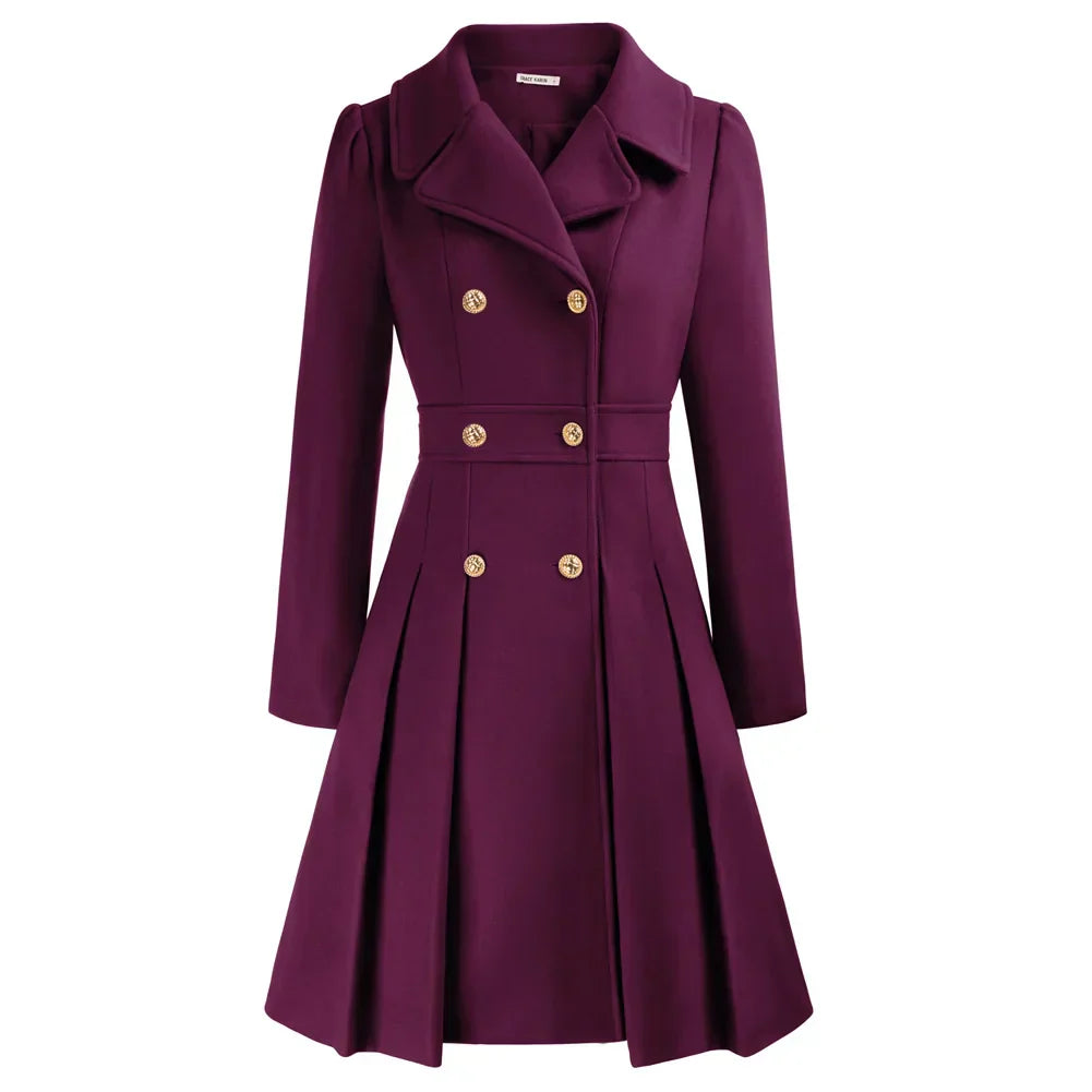 Grace Women's Coat | Stylish A-line peacoat in wool