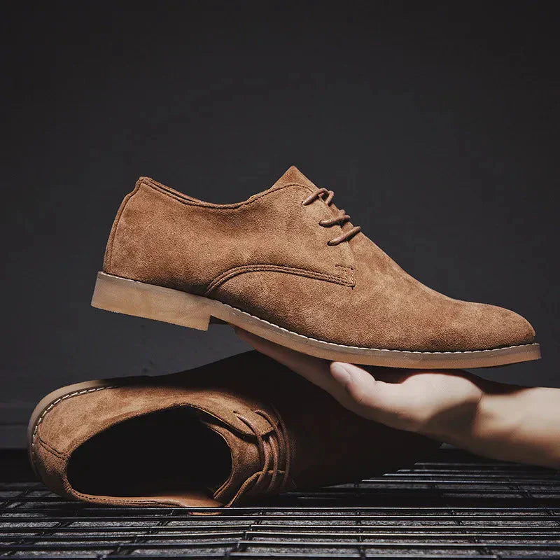 Men's Suede Oxford Shoes | Comfortable Lace-up Dress Shoes for Work and Casual Wear | Durable Rubber Sole All-Season Footwear
