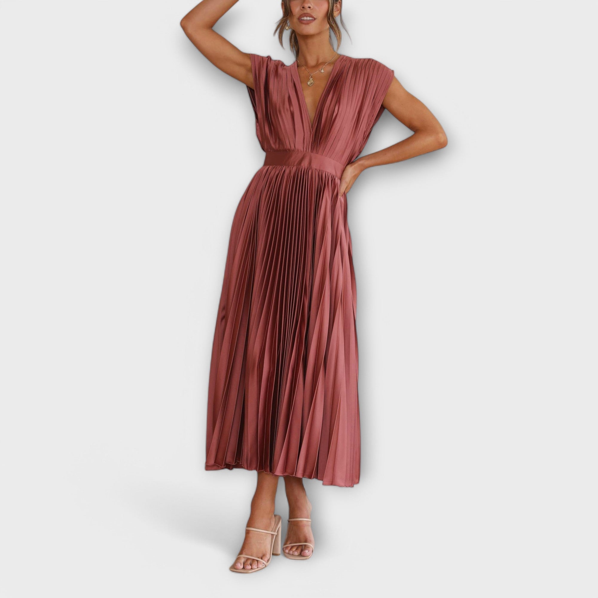 Elsie - Rochie midi plisată elegantă