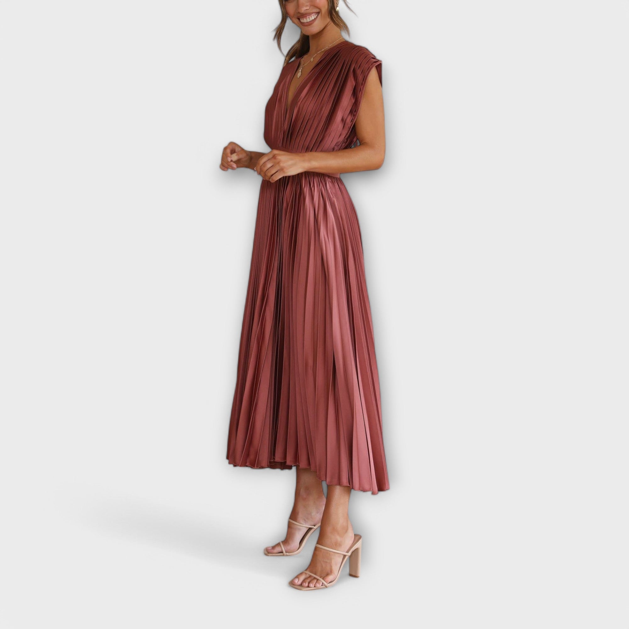 Elsie - Rochie midi plisată elegantă