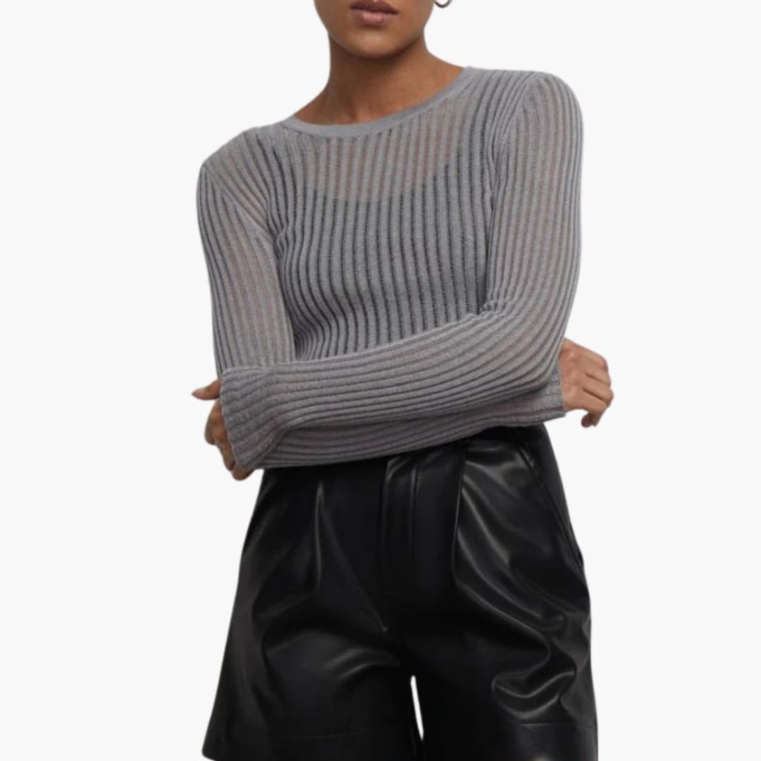 Long Sleeve Ribbed Top for Women - Image 4