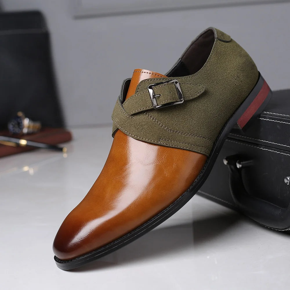 Zapatos de hombre con correa tipo «monk» de cuero y una sola hebilla | Zapatos clásicos de vestir para el trabajo y eventos | Acabado pulido