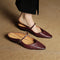 Women's Genuine Leather Pointed Toe Mules | Mary Jane Slip-On Loafers with Signature Cushioning and Breathable Design