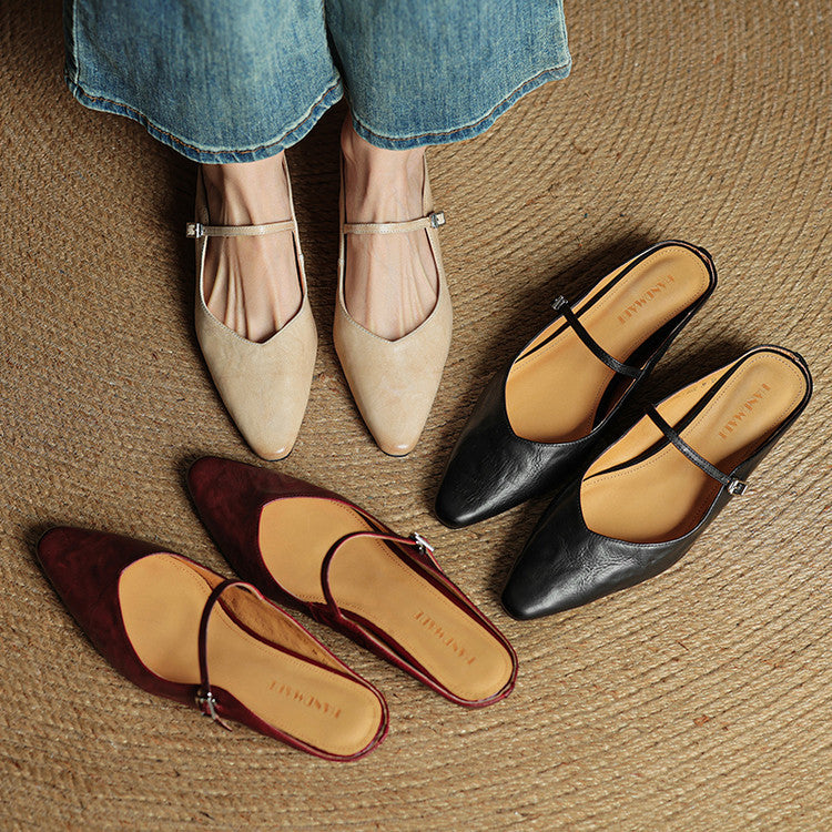 MEELANO Triton | Damemules i ægte læder – Smarte slip-on loafers og raffinerede håndlavede puder