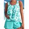 Set tankini cu imprimeu floral | Top fără bretele și pantaloni scurți