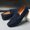 Damskie zamszowe mokasyny – wygodne buty płaskie typu slip-on z wyściełaną wyściółką i elastyczną gumową podeszwą, idealne do biura i na co dzień