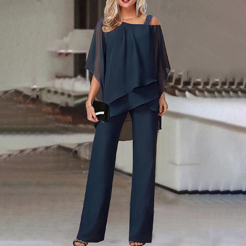 Dunkelblau elegante zweiteiler für damen