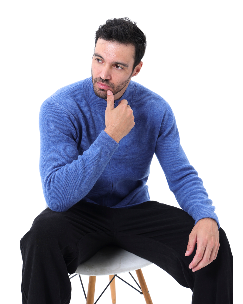 Cárdigan de otoño para hombre, de punto elástico, con cremallera y cuello alto