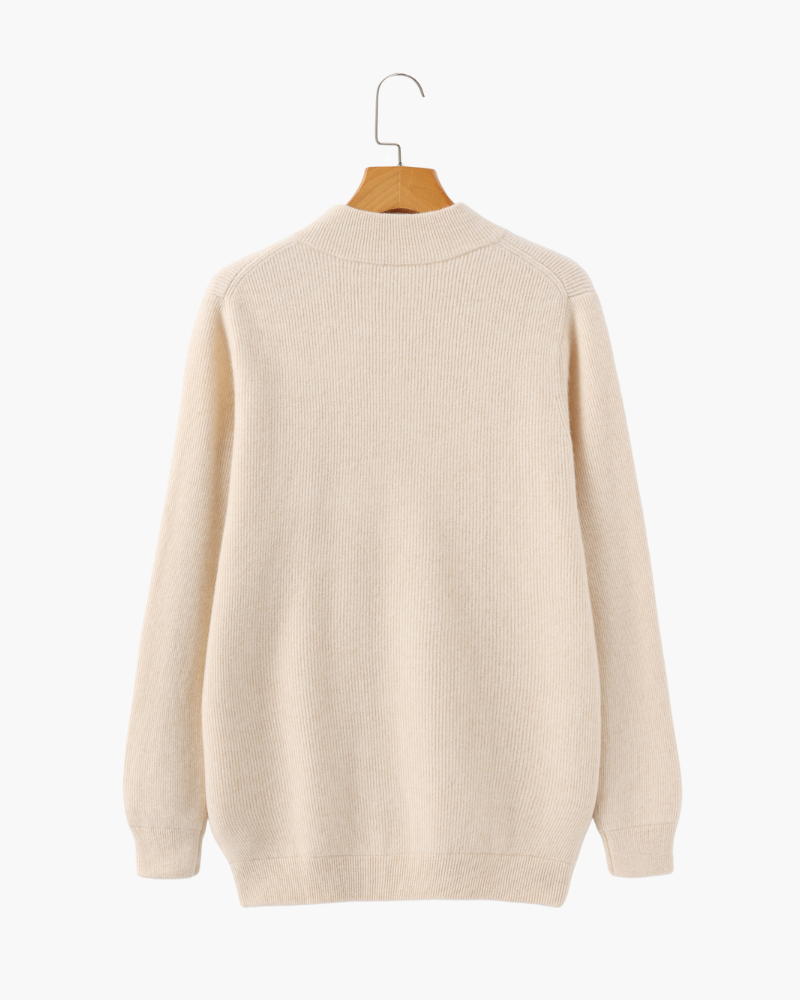 Cárdigan de otoño para hombre, de punto elástico, con cremallera y cuello alto