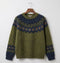Women's Fair Isle Knit Sweater - Warm Round Neck Nordic Pattern Jumper - Soft Brushed Acrylic Winter Pullover Knitwear