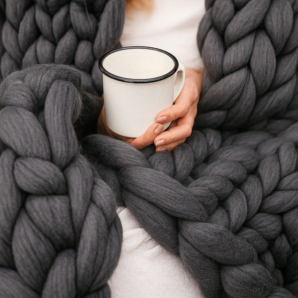  Wool Knitting Set dark gray 