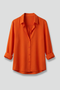 Women's Long Sleeve Button Down Blouse - Collared Smart Casual Shirt with Curved Hem and Subtle Sheen Finish for Everyday Wear