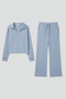 Women's Two-Piece Set with V-Neck Long Sleeve Top and Wide-Leg Pants | Relaxed Fit Coordinated Everyday Lounge Set with Pockets