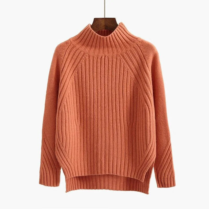 Mock Neck Ribbed Knit Sweater for Women - Image 1