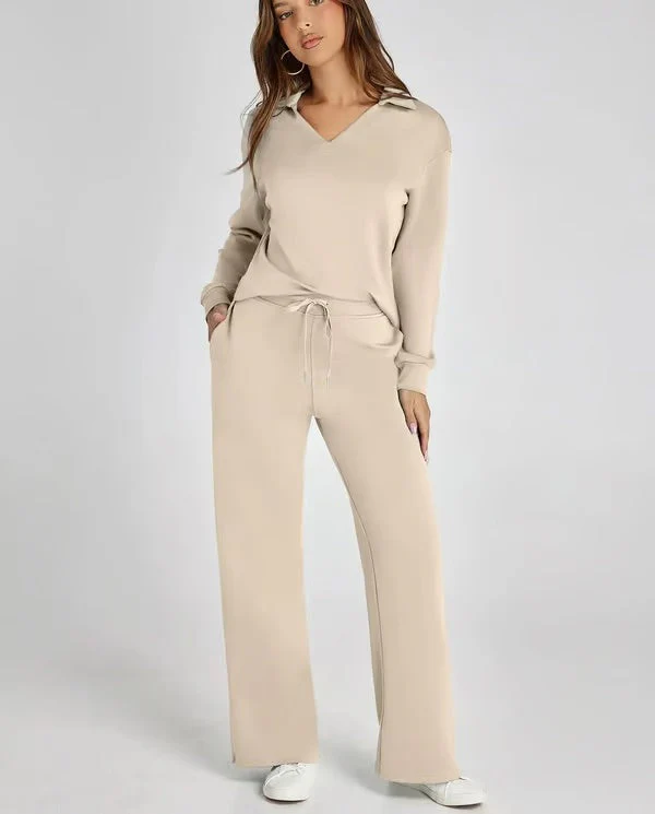 Two-Piece Collared Lounge Set | Soft Breathable
