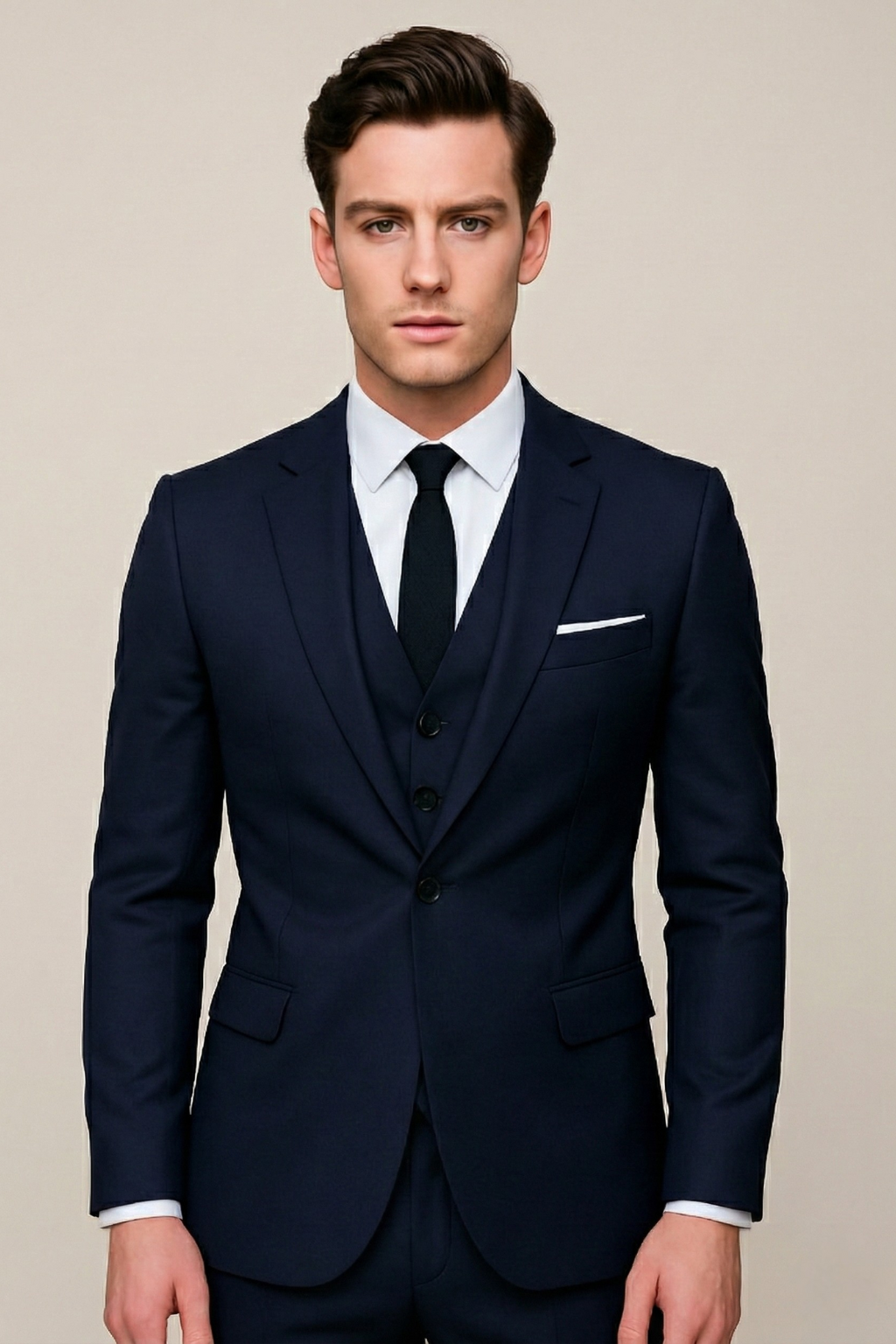 Costume trois pièces slim fit pour homme - Ensemble formel pour le travail et les mariages, comprenant une veste, un gilet et un pantalon - Tenue de travail classique