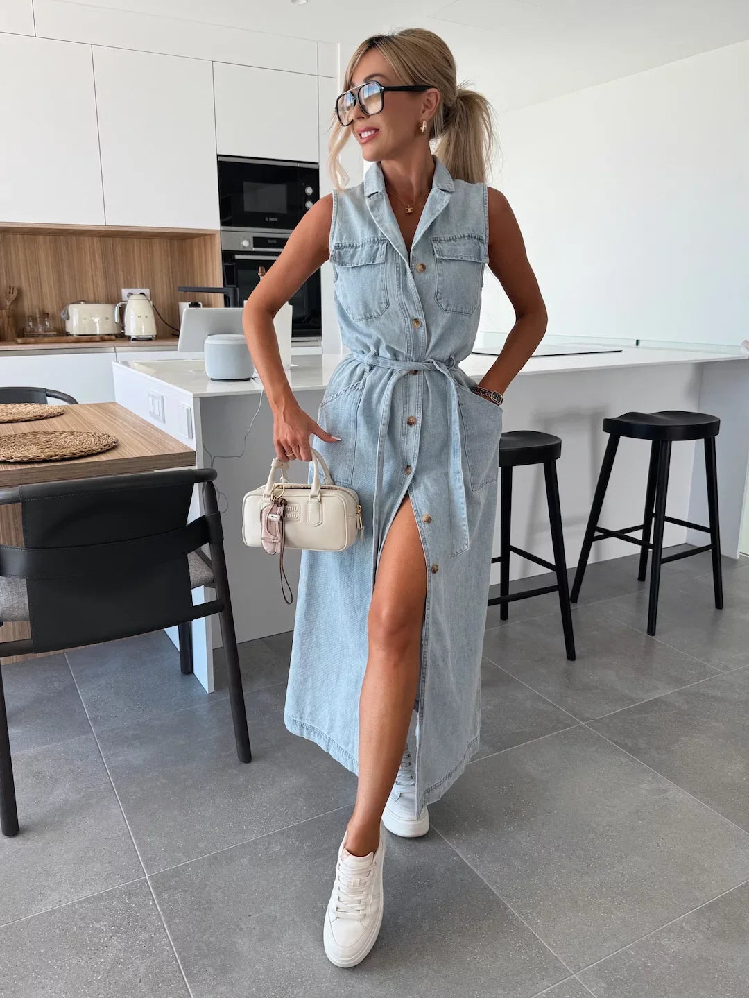 Abito lungo in denim
