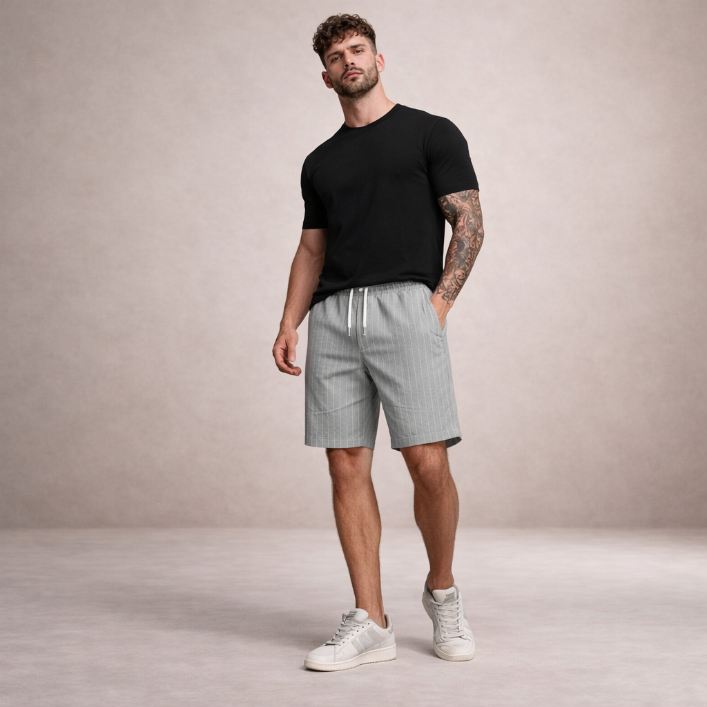 Pantalones cortos de lino para hombre | Pantalones cortos informales de verano, de corte regular y transpirables | Pantalones cortos ligeros de corte holgado para la playa y actividades al aire libre